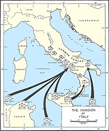 Kaart van de Invasie van Italië.