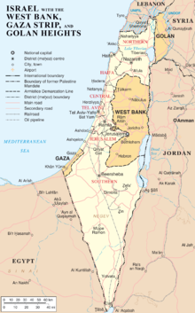 Izraelis ir Vakarų Krantas, Gazos ruožas bei Golano aukštumos.