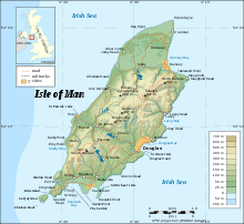 Kaart van het eiland Man.