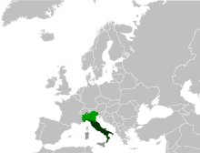  Een kaart van het Italiaanse schiereiland en zijn ligging in Europa.