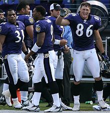 Enkele Ravens spelers in 2006. Van links naar rechts: Runningback #31 Jamal Lewis, defensive tackle #92 Haloti Ngata, quarterbacks #9 Steve McNair en #7 Kyle Boller, en tight end Todd Heap. De Ravens werden 13-3 in 2006.