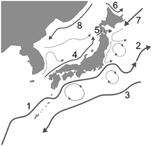 Tsushima Current som nummer 4 och Liman Current som nummer 8.  