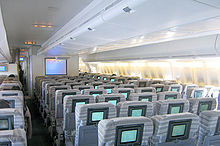 747-400 ekonomiskās klases salons.