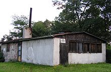 Jawischowitz, one of the approximately 50 subcamps of the Auschwitz concentration camp, remains of a barrack (2006)