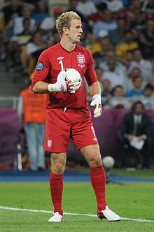 Joe Hart en la portería de Inglaterra contra Italia, Campeonato de Europa 2012  