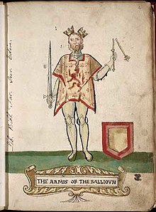 Král Jan, jak je vyobrazen na Formanově erbu z roku 1562, který byl vytvořen pro Marii, královnu skotskou.