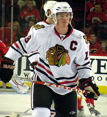 Jonathan Toews, căpitanul echipei Chicago Blackhawks din 2008  