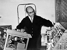Josef Tal in his studio for electronic music in Jerusalem (ca. 1965)