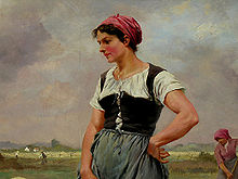 Woman with bodice in Joseph Julien - The Haymaking (19th century)