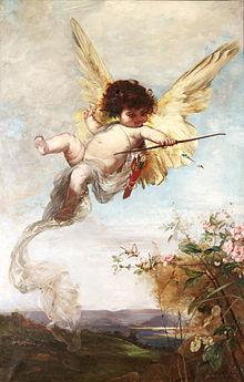 Cupid shooting back , Julius Kronberg, 1885