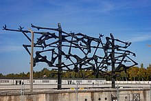 "Skeletons in the Barbed Wire" Monument by Hungarian Nandor Glid, a Jew who lost most of his relatives in the Auschwitz concentration camp.