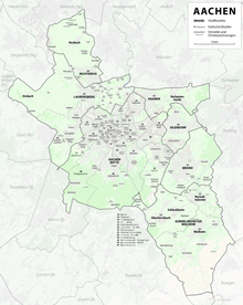 City districts, statistical districts and place names of Aachen