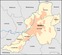 Giessen and its five districts