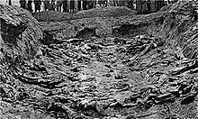 En massgrav över polacker som dödades av Sovjetunionen i Katyn-massakern 1940.  