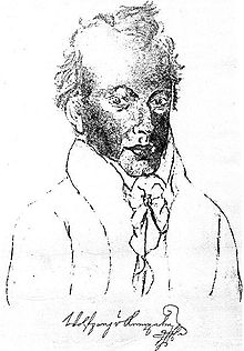 Um auto-retrato assinado de carvão vegetal de Kempelen, que construiu o Turco