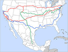 Um mapa das viagens rodoviárias de Kerouac pelo país