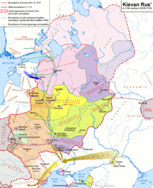 Novgorod (pink) with its dominion in the 13th century