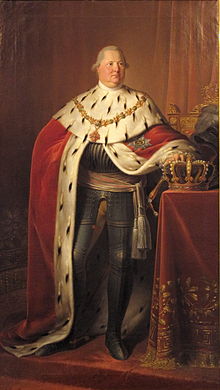 Portrait of King Frederick I of Württemberg in coronation regalia and armour, court painter Johann Baptist Seele (1774-1814), 1806, oil on canvas, 237 cm × 135.5 cm, Landesmuseum Württemberg, Stuttgart.
