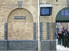 The fictitious platform 9¾ at King's Cross station.