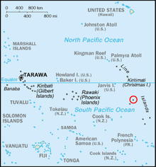 Malden on saari, jonka ympärillä on punainen ympyrä.  