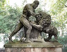 "Hercules fighting with the Nemean lion" after design by Johann Gottfried Schadow