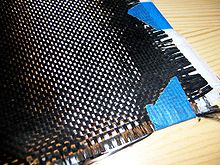 Tkanina z tkaných vláken uhlíkových vláken, běžný prvek v kompozitních materiálech.