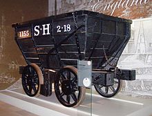 Coal wagon from 1829 of the English coal mine in South Hetton, oldest preserved railroad vehicle outside Great Britain in the Nuremberg Transport Museum