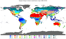 Wereld Köppen-Geiger Klimaatclassificatiekaart