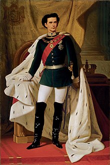 King Ludwig II in general uniform with the coronation mantle