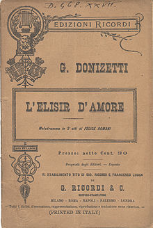 Omslag van het edizioni Ricordi libretto