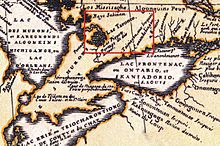 Map of the area around Lake Ontario, Vincenzo Maria Coronelli 1688