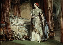 Lady Macbeth à cabeceira do Rei Duncan (Lady Macbeth por George Cattermole, 1850)