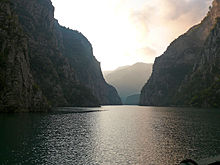 Morning atmosphere at the Koman reservoir in northern Albania