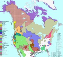 Distribution areas of the indigenous languages of North America before colonization