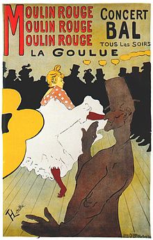 Affiche publicitaire de La Goulue au Moulin Rouge, par Henri de Toulouse-Lautrec, 1891