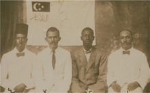 The leaders of the Sudanese Unionist Monarchist White Flag League from left to right: Hussein Sherief, Ali Abdelateef, Salih Abdelgadir and Obeid Haj Elamin, around 1923/24.