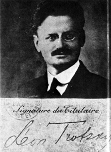 Leon Trotsky. Passport photograph in a French travel document, 1916 or 1917