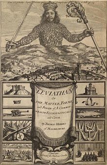 Ilustrace knihy Leviathan od Thomase Hobbese.