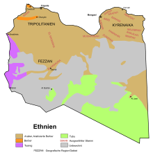 Ethnic groups and tribes in Libya (according to 1974 CIA data): Arab and Arabized Berber Berber Tuareg Tubu uninhabited