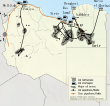 Oil and gas reserves, pipelines and refineries in Libya 2011