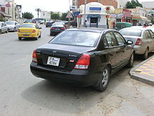 Libyan car with self-modified license plate, "Libya" was pasted over "Jamahiriya", in Zarzis (Tunisia)