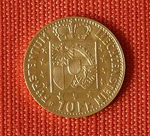 Liechtenstein 10 franc gold coin from 1946 commemorating Prince Franz Josef II, 2.90 g fine gold, minted according to the standard of the Latin Mint Union