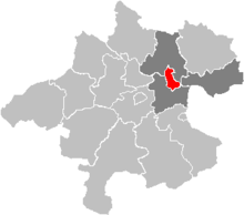 Linz (red). Neighbouring districts: Urfahr-Umgebung in the north, Perg in the east, Linz-Land in the south.