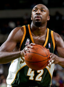 Vin Baker was an NBA All-Star player with the Sonics during the 1997-98 season.