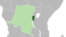 Ruanda-Urundi (verde închis) reprezentată în cadrul imperiului colonial belgian (verde deschis), 1935.  