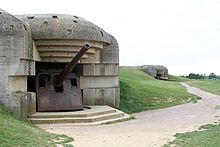Tyska bunkrar vid Longues-sur-Mer i Frankrike.  