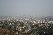 Smog in Los Angeles - View of the city from the Hollywood Hills