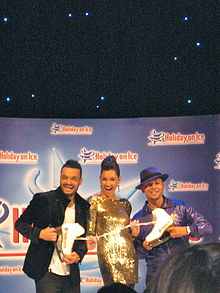 Giovanni Zarrella, Jana Ina and Lou Bega at a press conference for the show "Festival" of "Holiday on Ice".