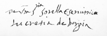 Signature Lucrezia Borgia