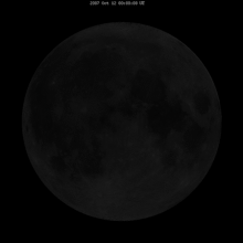 一个月内的月球模拟图，展示了经纬度的校准情况
